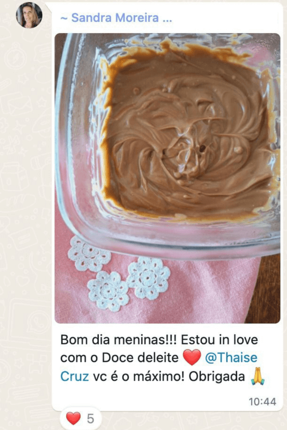 Depoimento de aluna sobre o Doce Deleite
